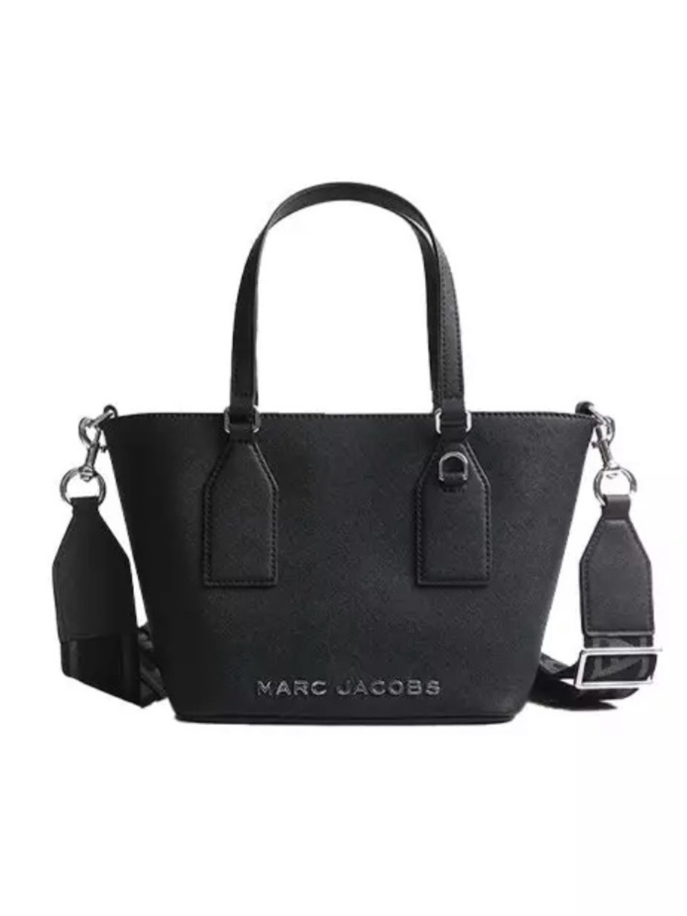 Marc Jacobs Black Saffiano Leather Tote with Wide Strap